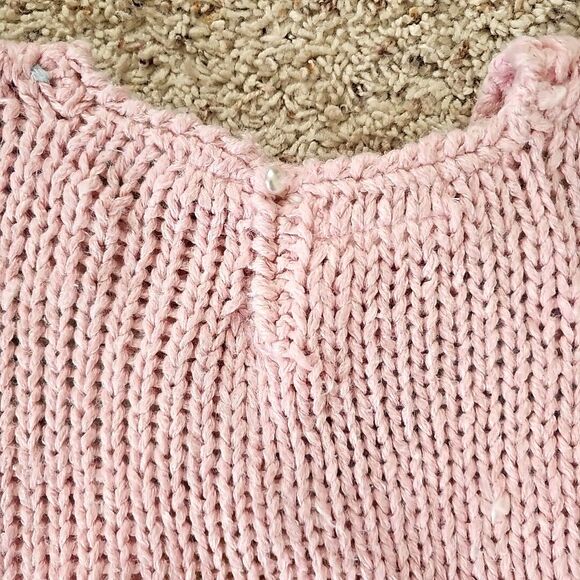 Vintage Pink Chunky Knit Sweater Vest 3D Knit Argyle 80s Pastel Fairy Kei Preppy - Picture 16 of 16